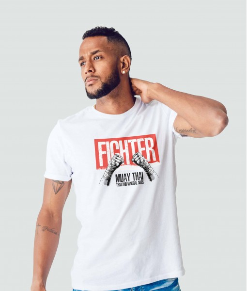 Мъжка тениска с щампа Спортни Илюстрации Muay thai fighter